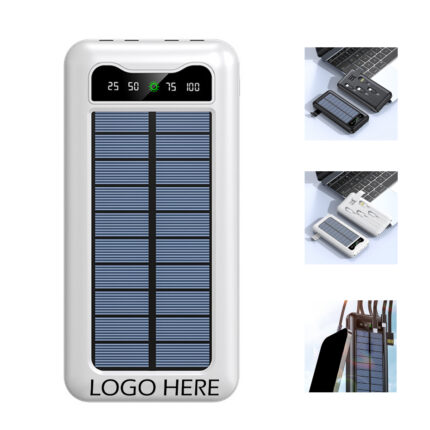 10000mAh Solar Power Bank with 4 Built-in Cable